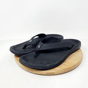Olukai Ohana Sandals Womens 8 Black Flip Flop Thong Pool Beach Shoes